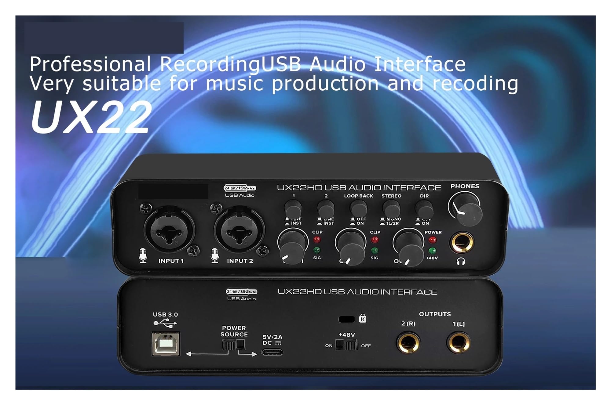 ミュージック yuturaer Audio interface,USB audio interface UX22 Audio Interface